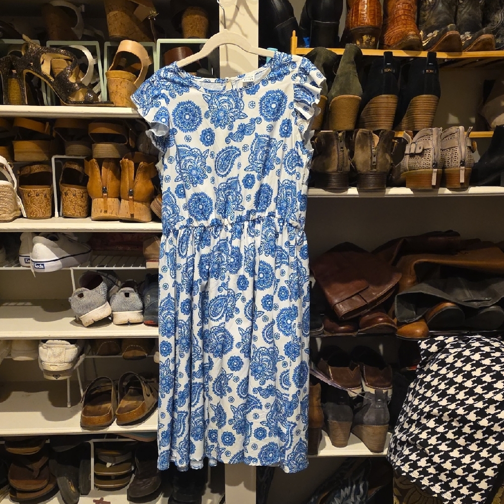 Charming Blue Floral Kids Casual Dress